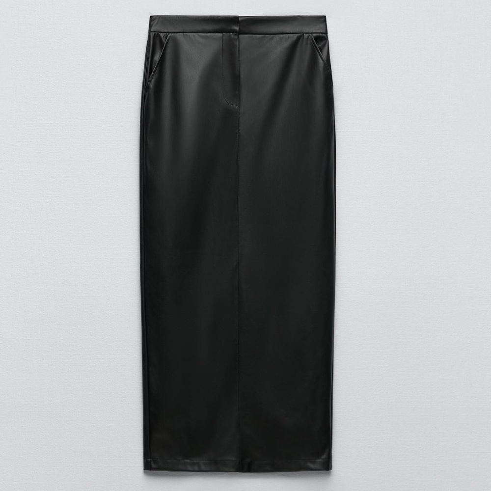 Zara Faux Leather Midi Skirt
